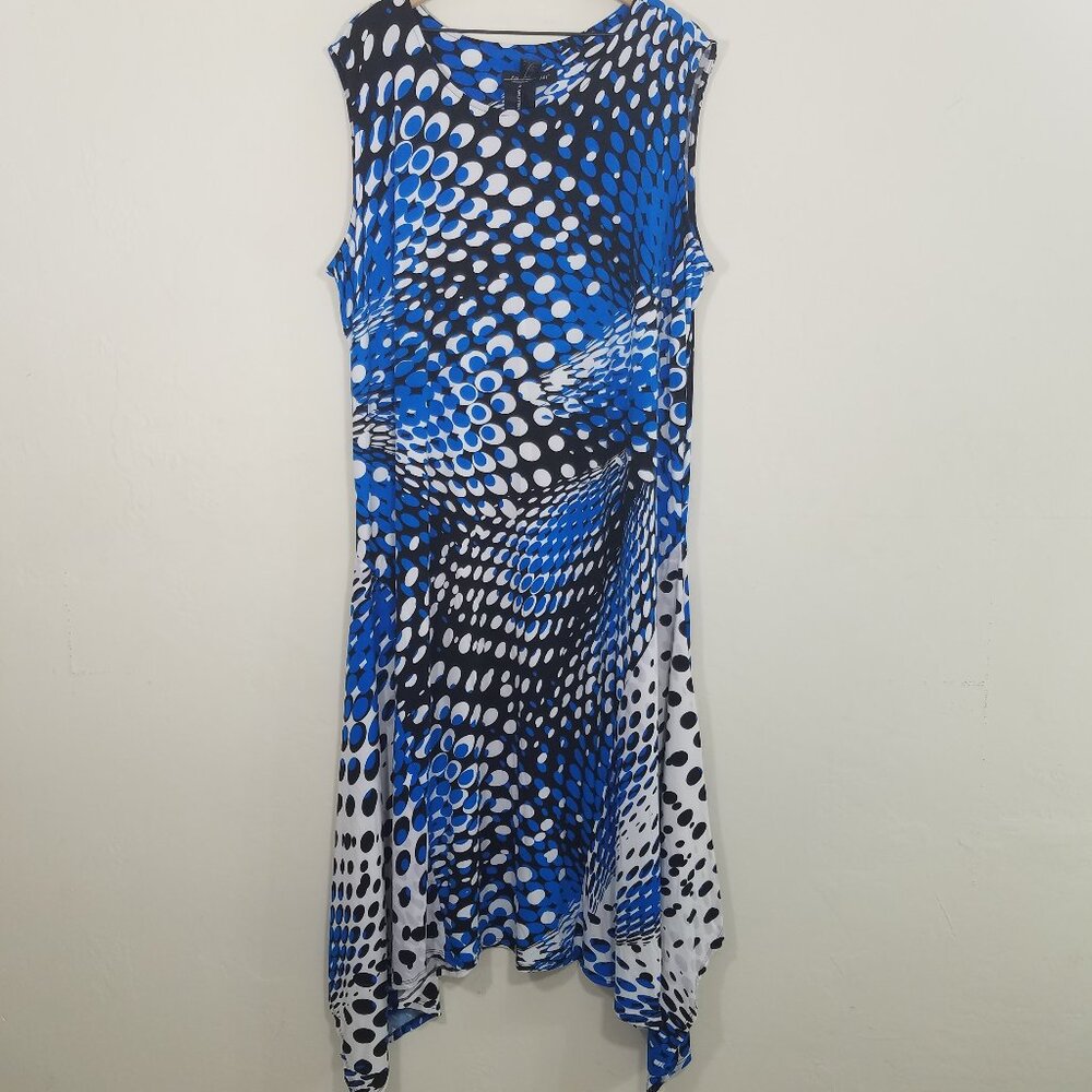 NWT Ashley Stewart Tone Dot Print Sleeveless Asymmetrical Dress Size 26/28